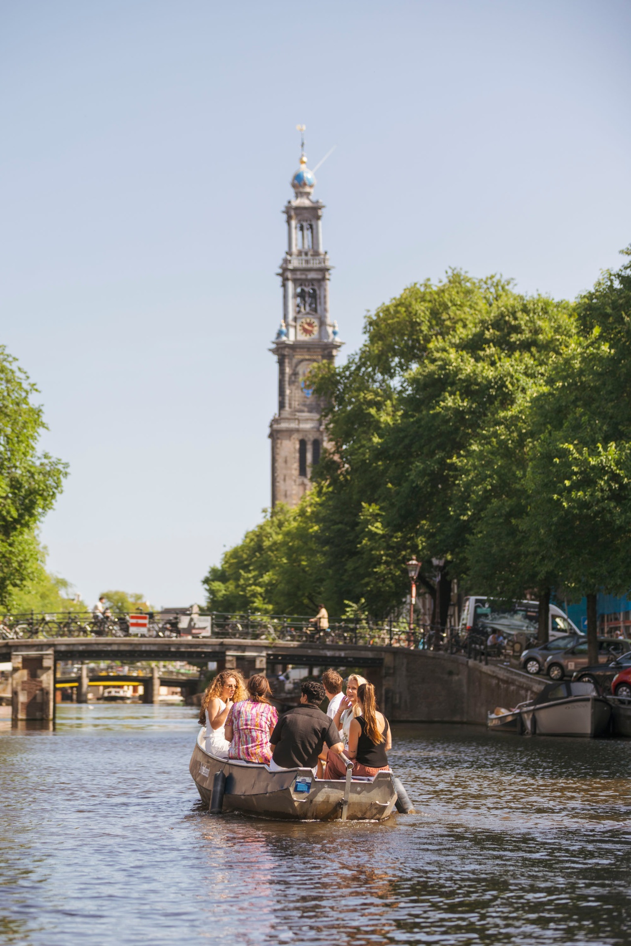 Boat rental Amsterdam with Westertoren in background - Boats4rent