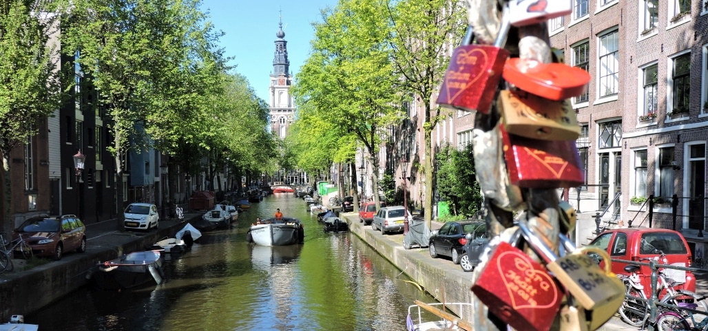 Groenburgwal Amsterdam Locks on Bridge Groenburgwal Amsterdam Locks on Bridge near Red Light District